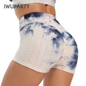 Women Anti-Cellulite Yoga Tie Dye Shorts Push Up